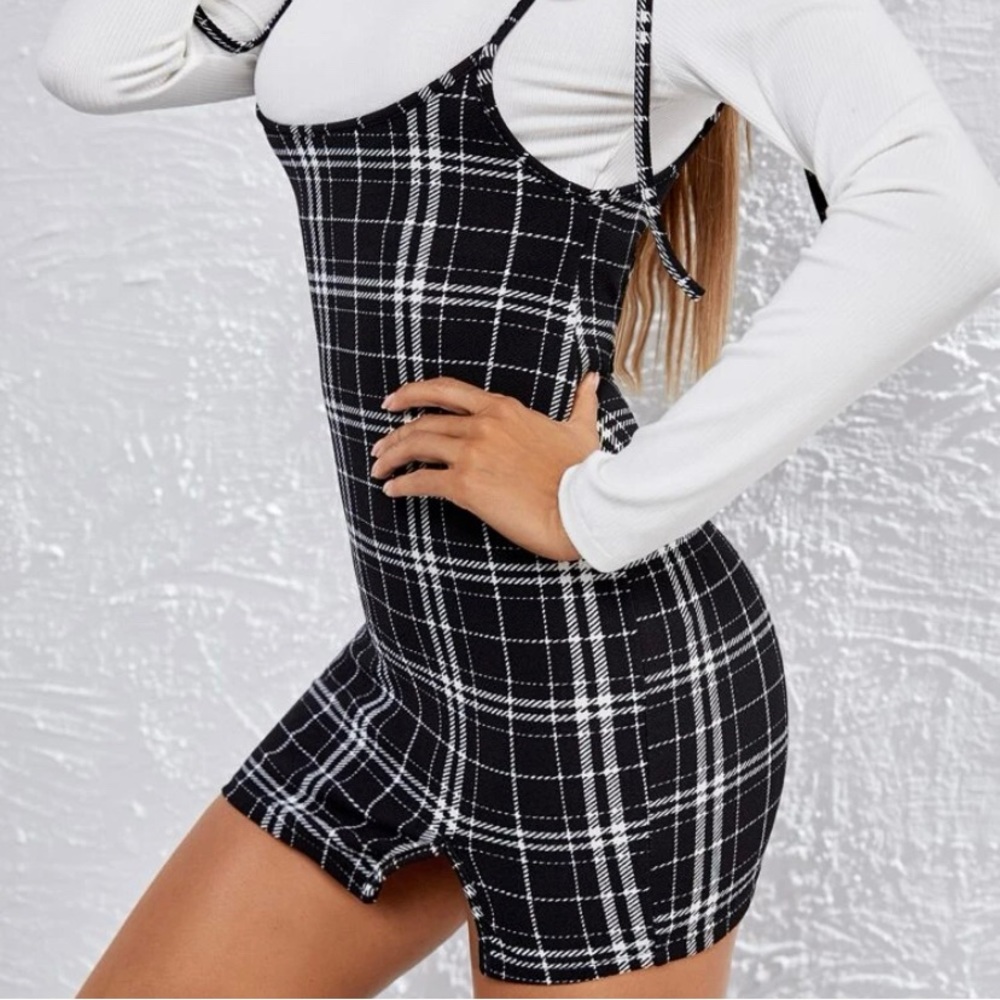 Black and whit plaid dress